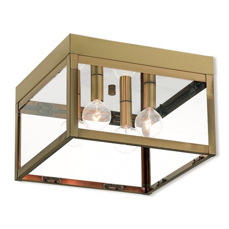 Livex Lighting Nyack 4 Light Antique Brass Outdoor Ceiling Mount 20589-01
